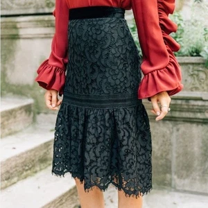 Rachel Parcell Black Lace Skirt Timeless Size Small Luxury Feminine Date Night - Picture 1 of 6