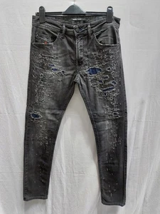 Diesel Thommer Slim Skinny Distressed Blue Jean Insert Jeans, Grey- W32, L32 - Picture 1 of 16
