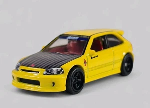 1999 Honda Civic Type R Diorama Sammlerstück DieCast Modellauto 1:64 gelb lose - Bild 1 von 8