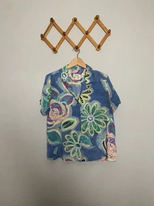 Vintage Damen Hawaiihemd Jams World Sienna blau Blumenmuster Gr. XL - Bild 1 von 9
