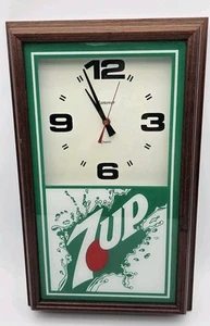 VTG 7UP Hanover Brand Quartz Wall Clock Wood Frame Works w/ Org Instructions (C) - Picture 1 of 5