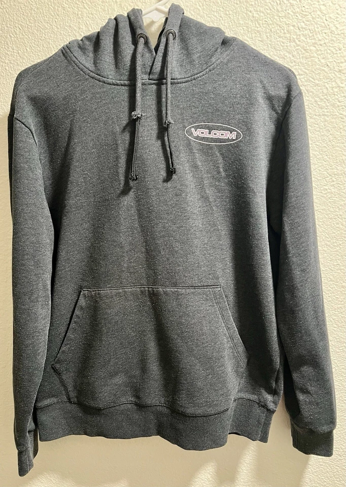 Volcom Para Hombre Pullover Sudadera con Capucha S Gris Sudadera Bolsillos Estampado Gráfico Púrpura Y2k Foto 1 de 4