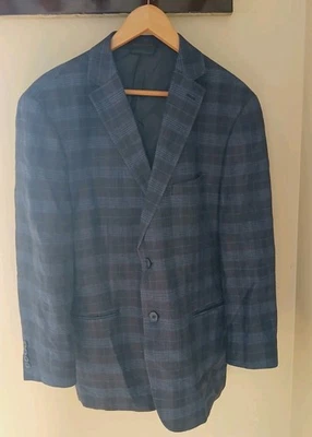 Blazer Calvin Klein 100% Linho Casaco Esportivo Tamanho 42R Grade Azul Academia Dinheiro Antigo  - Imagem 1 de 4