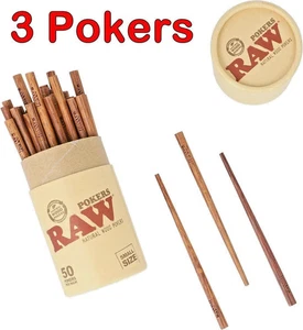Paquete de 3 - Papel de liar de cono pequeño RAW empaquetador de póker de madera natural - ENVÍO RÁPIDO - Imagen 1 de 3