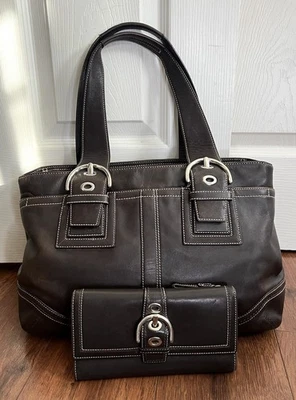 COACH Vintage Y2K Soho Large Brown Leather Tote Bag Plus Matching Wallet - Image 1 of 4