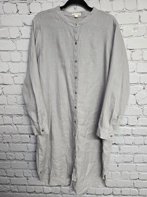 Camisa de lino orgánico Eileen Fisher para mujer L gris de gran tamaño pañuelo Lagenlook Foto 1 de 4