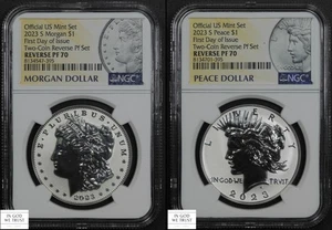 2023 S 2-Coin REVERSE PROOF Set First Day Issue Morgan & Peace Dollars NGC PR 70 - Picture 1 of 6