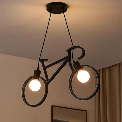 Modern Bicycle Ceiling Lamps Vintage Industrial Pendant Light Hanging Retro Lamp - Image 1 of 4