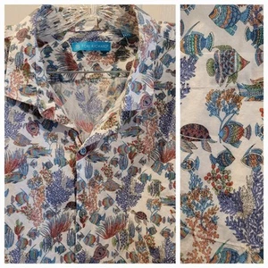 Camisa de campamento de césped de algodón para hombre Tori Richard acuicultura 3XL pesca de peces Aloha  - Imagen 1 de 7