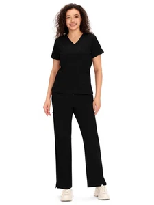 COZYFIT Scrubs for Women - V Neck Top and Bootcut Cargo Straight Pants, Women... - Picture 1 of 9