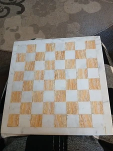 Chess marble , Table Top, Center Chess Board Only Brown & White , Hand Made - Picture 1 of 2