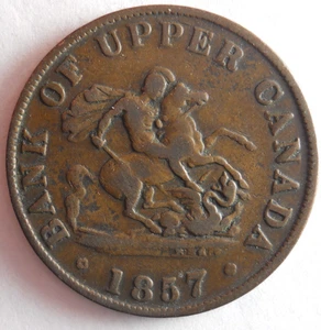 1857 UPPER CANADA 1/2 PENNY - HIGH VALUE/GRADE Coin - Lot #N20 - Picture 1 of 2