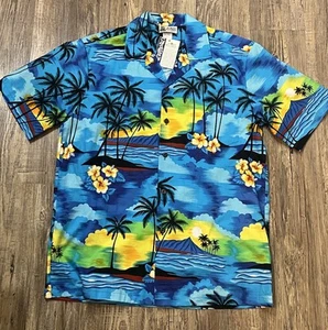 Aloha Republic Hawaiihemd Made in USA Herren Gr: M Blau Palmen/Blumen Neu mit Etikett - Bild 1 von 10