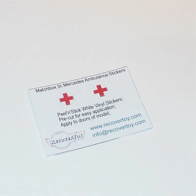 Matchbox Lesney  3c 3d Mercedes Ambulance Red Cross Sticker Set - Image 1 of 3