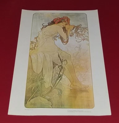 PÓSTER DE COLECCIÓN AÑOS 60-70 ALPHONSE MUCHA SUMMER ETE COCORICO GRÁFICOS ART NOUVEAU!!! Foto 1 de 4