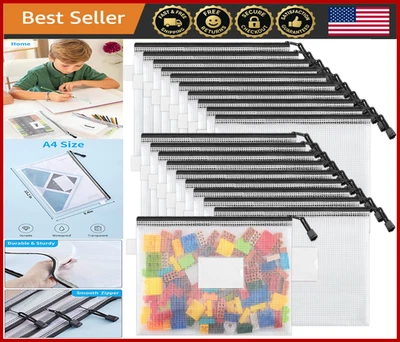 20 Piezas Bolsa de Malla Impermeable A4 con Cremallera, Bolsas Tamaño Carta para Escuela, Oficina, Tra Foto 1 de 4