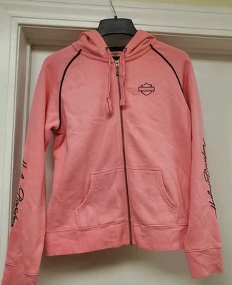 Sudadera con Capucha Y2K Harley Davidson para Mujer XL Rosa Negra Spellout Cremallera Completa Foto 1 de 4