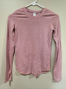 Girls Size 10 Pink Gray Striped Ivivva by Lululemon Long Sleeve Top - Picture 1 of 5