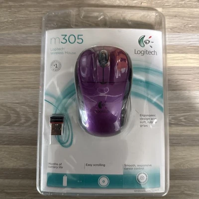 Logitech M305 Wireless Optical Mouse w/ Receiver Purple NEW SEALED - Image 1 of 3
