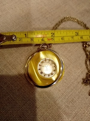 Vtg Lady Nelson  1960's Gold Tone Wind Up Pendant  Watch w/Chain. Not Working.  - Image 1 of 4