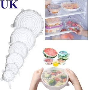 6 Pack of Expandable Silicone Food FreshKeeping Wrap Bowl Pot Cover Stretch Lids - Picture 1 of 6