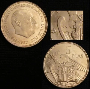 *GUTSE* FRANCO-7, 5 PESETAS 1957*64, PLUS, BRILLO ORIGINAL, SIN CIRCULAR. - Foto 1 di 1