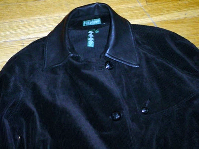 Jaqueta equestre vintage Lauren Ralph Lauren preta veludo/colarinho de couro P - Imagem 1 de 4