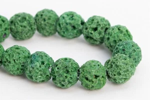 Cuentas sueltas redondas de 6 mm de lava volcánica verde manzana natural grado AB de 7" - Imagen 1 de 3