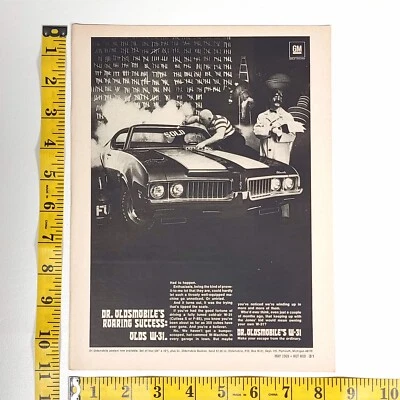 Vintage Oldsmobile W-31 Black & White Print Ad 1969 Hot Rod Magazine - Image 1 of 4