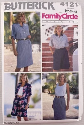 Butterick 4121 Misses’ Shirt Tank Top Skirt Shorts Size 12-16 - Image 1 of 3