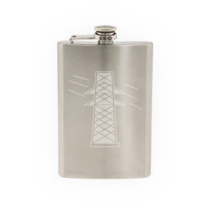 Industrial #10 - Electrical Transmission Tower Power -8 oz etched flask - Picture 1 of 1