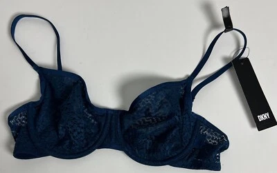 DKNY Women's Bra Size 32c Modern Lace Demi Unlined Underwire DK4019 Blue C21 - Image 1 of 4