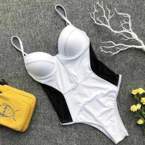 Costume da bagno donna in rete giuntata pezzo unico con ferretto push up costume da bagno - Foto 1 di 61