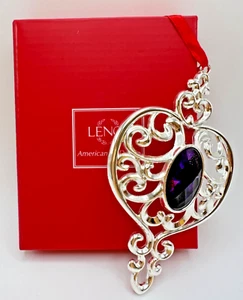 Lenox Bejeweled Spire Ornament Silverplate Christmas Tree Holiday Purple Classic - Picture 1 of 5