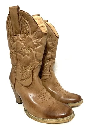 Very Volatile 洛杉矶米色西部牛仔靴女式 7 码线舞 — 第 1/4 张图片