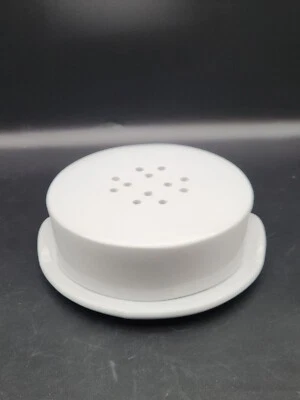 Crate And Barrel Brie Cheese Baking Dish Baker White Stoneware Ventilated Lid - Image 1 of 4