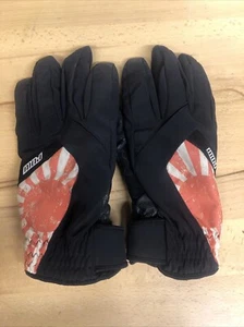 POW Men's Bandera Thinsulate Snowboard Ski Black Gloves in Japan Flag XL - Picture 1 of 8