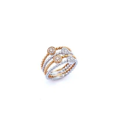 18K Rose Gold and White Gold Diamond Layer Ring - Image 1 of 4