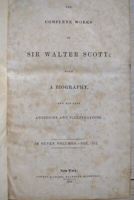 Rare Antique 1833 COMPLETE WORKS of SIR WALTER SCOTT Vol. III 3 BOOK Black Dwarf Foto 1 de 4