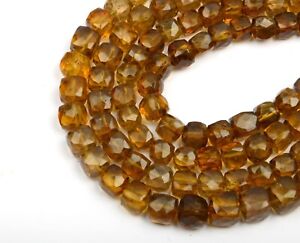 Natural Beer Quartz Faceted Coin Shape 8 Inch Strand 7-8 MM Gemstone Beads Gifts