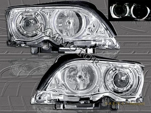 2002-05 E46 3-SERIES 323i 325i 328i 330i 4DOOR HALO PROJECTOR CHROME HEADLIGHTS - Picture 1 of 2