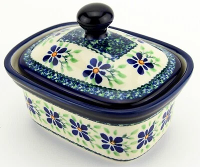 POLISH POTTERY MARKET Polish Pottery Butter Tub 2 Cups Capacity Zaklady Boleslawiec