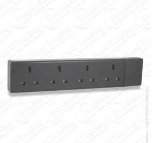 13A 4 GANG EXTENSION SOCKET BLOCK 4G BLACK STRIP WALL MOUNTABLE rewirable 4way - Picture 1 of 1