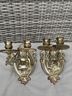 Pair Of Gorgeous Vintage /Antique Brass Double Arm Wall Lights Candle Sconces