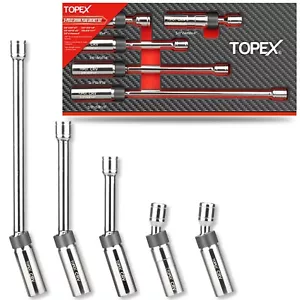 TOPEX 5-Piece Swivel Spark Plug Socket Set 3/8" Drive Magnetic Extra Long - Picture 1 of 10