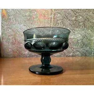 Vintage kings crown thumbprint blue glass sherbet/desert cup - Picture 1 of 10