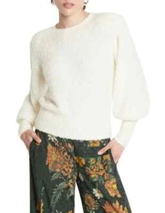 BNWOT SASS & BIDE "Silver Thoughts" Fluffy Knit Jumper - Cream - Size Large - Picture 1 of 12