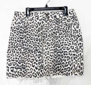 Pistola Denim Frayed Hem Cheetah Mini Skirt Size Small - Picture 1 of 4