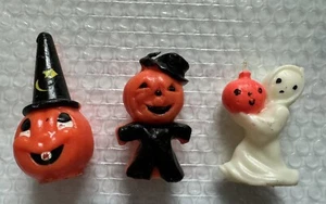 Lot of 4 Vintage MCM GURLEY Halloween Candles….Ghost….Scarecrow….Jack O Lantern - Picture 1 of 12