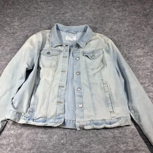 Time And Tru Girls XL Light Wash Denim Jacket Jean Jacket With Leaf Cuff Detail - Picture 1 of 7